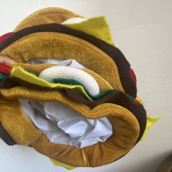 TWO HAMBURGER HAT Cheeseburger Cap Food-Prop-Halloween Party Costume Funny Hat - Picture 7 of 7